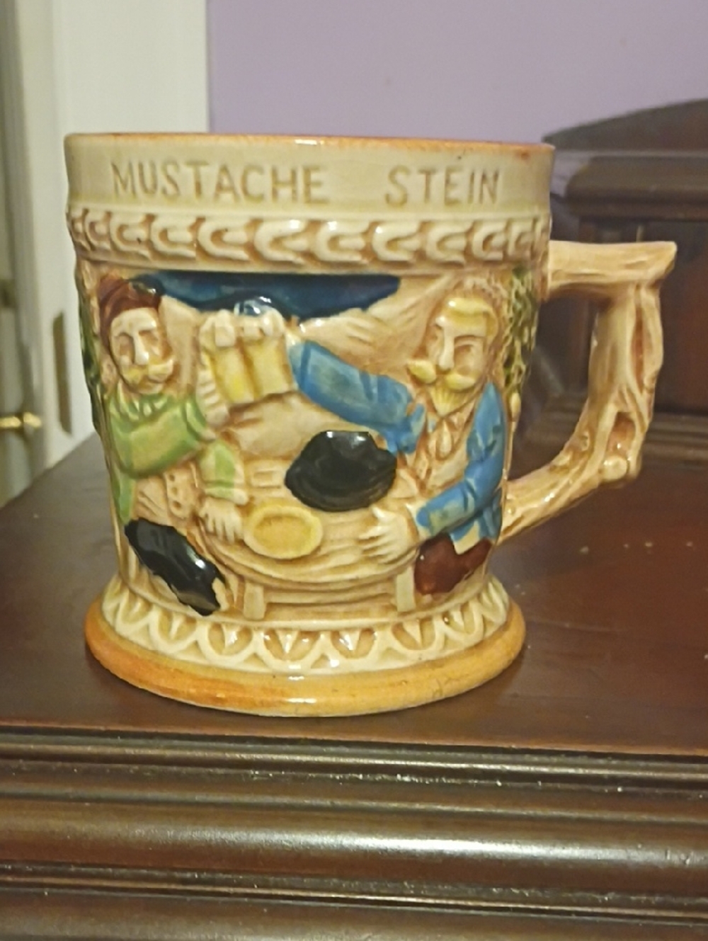 Vintage Japan Mustache Stein Ceramic Mustache Stein
